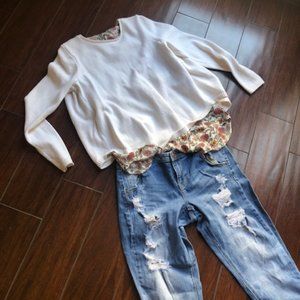 Ann Taylor Loft Woman's Ivory Knit Layered Sweater